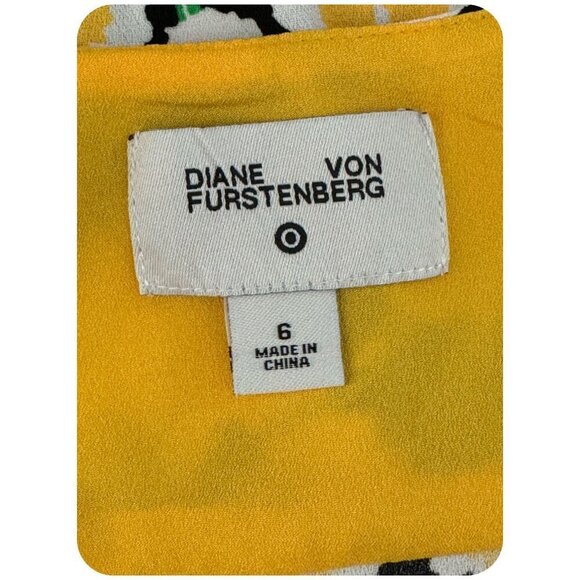 Diane von Furstenberg for Target 90s Shift Yellow Poppy Mini Dress Women's Sz 6 - Picture 3 of 12